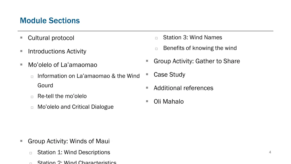 module sections