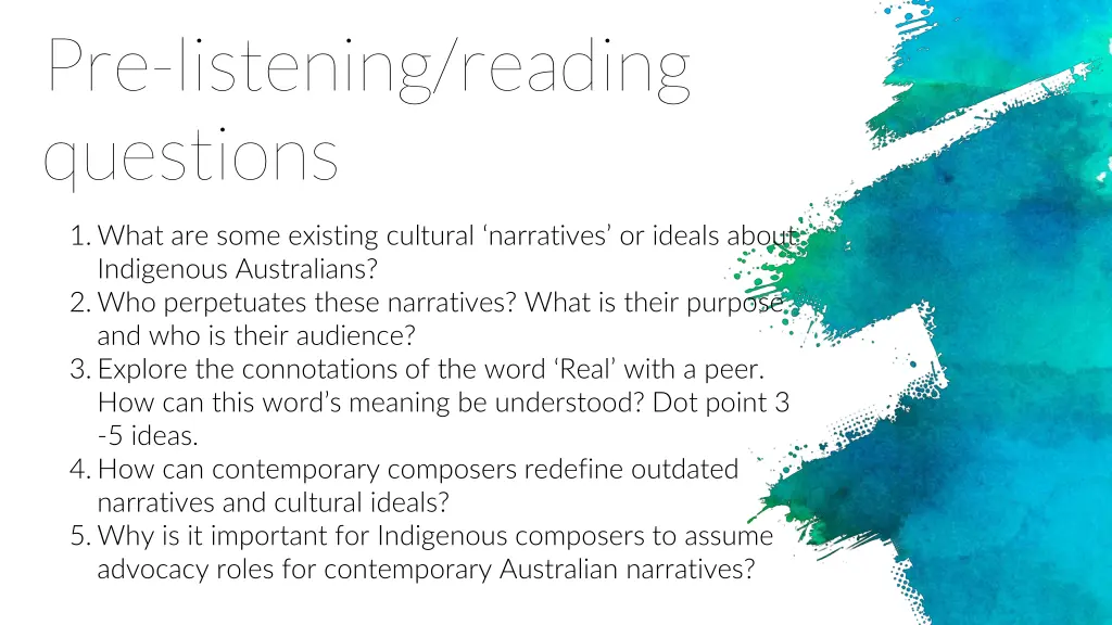 pre listening reading questions