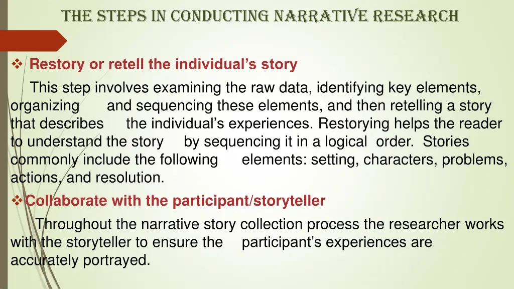 the steps in conducting narrative research 1