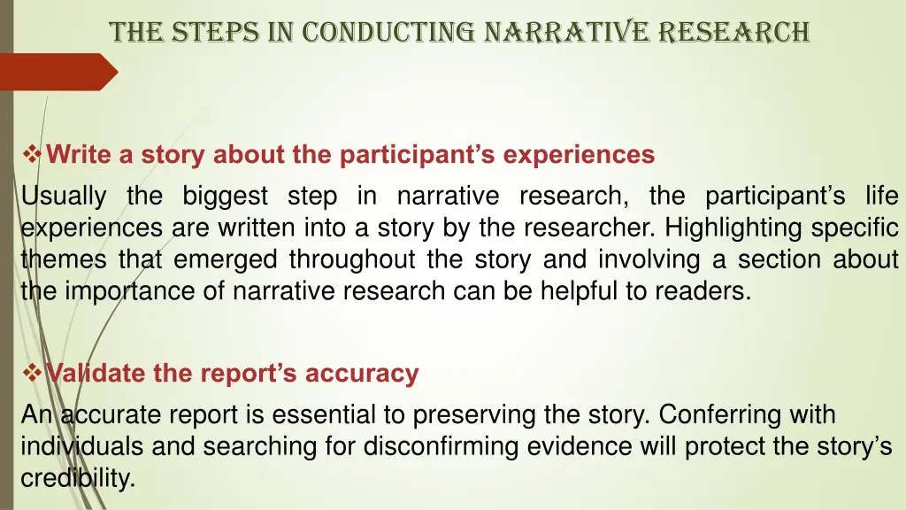 the steps in conducting narrative research 2