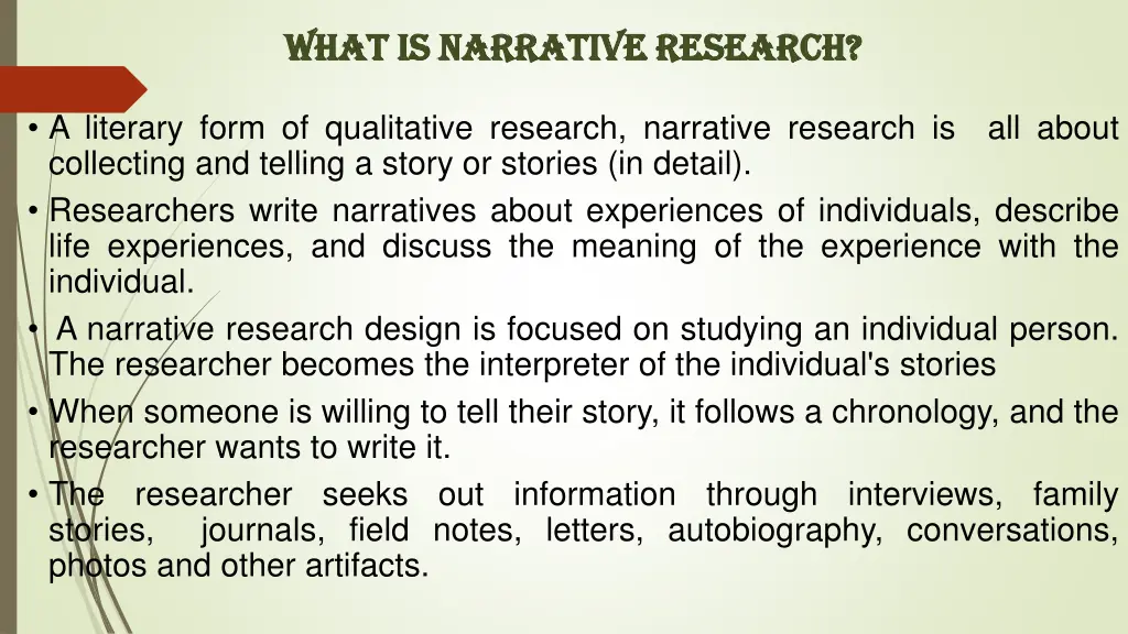 what is narrative research what is narrative