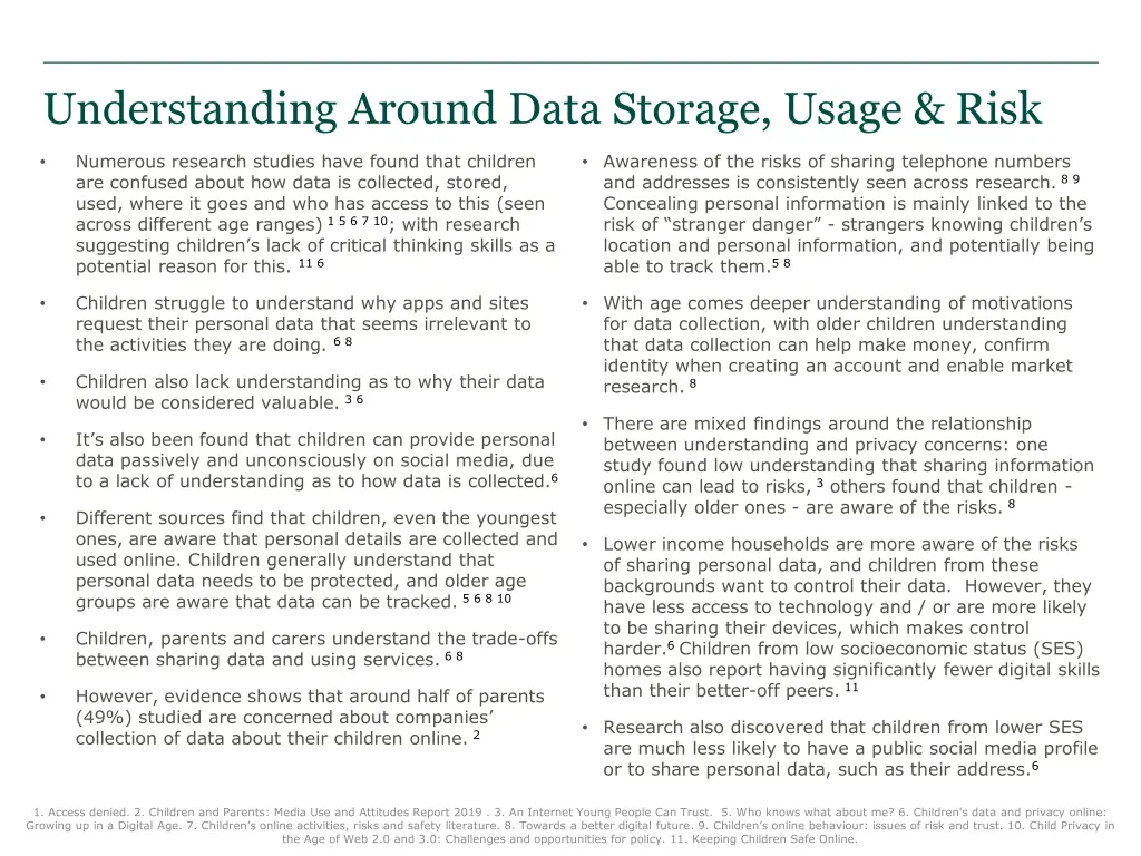 understanding around data storage usage risk