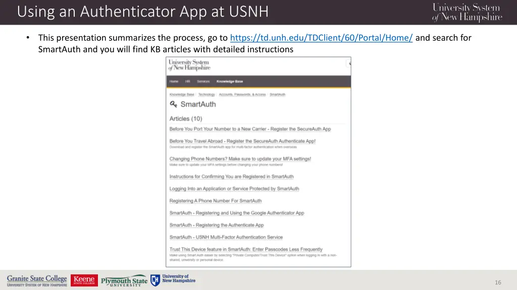 using an authenticator app at usnh