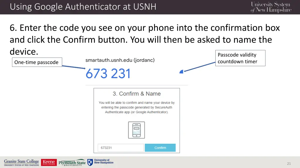 using google authenticator at usnh 4