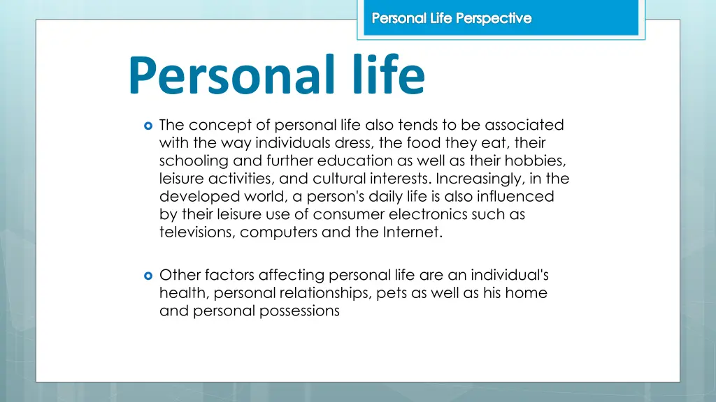 personal life perspective 3