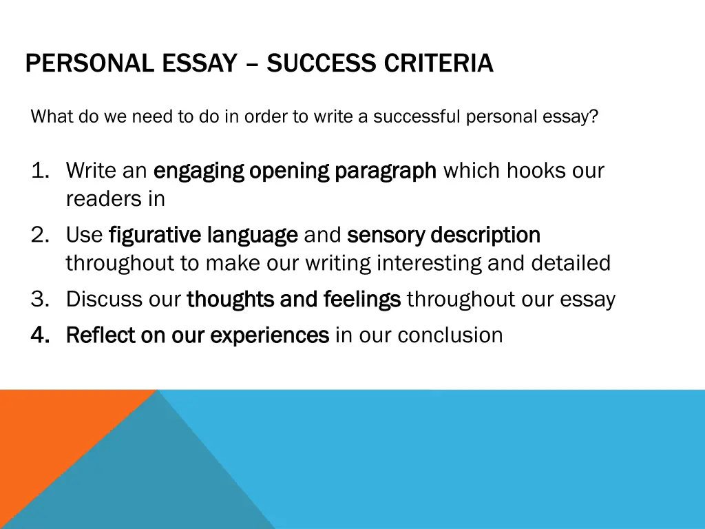 personal essay success criteria