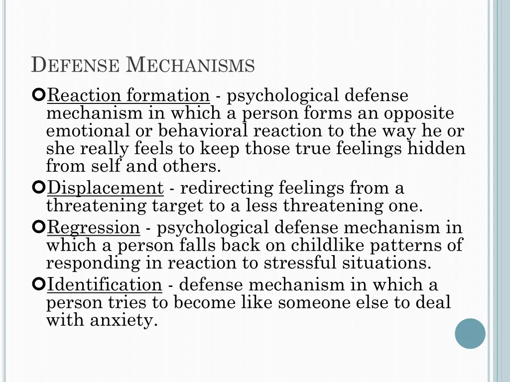 d efense m echanisms reaction formation