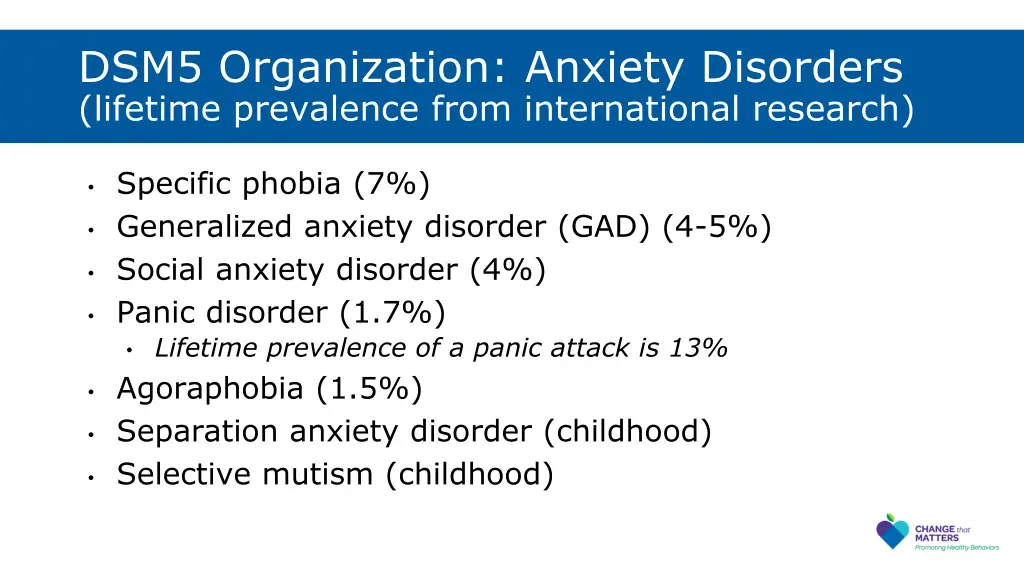 dsm5 organization anxiety disorders lifetime