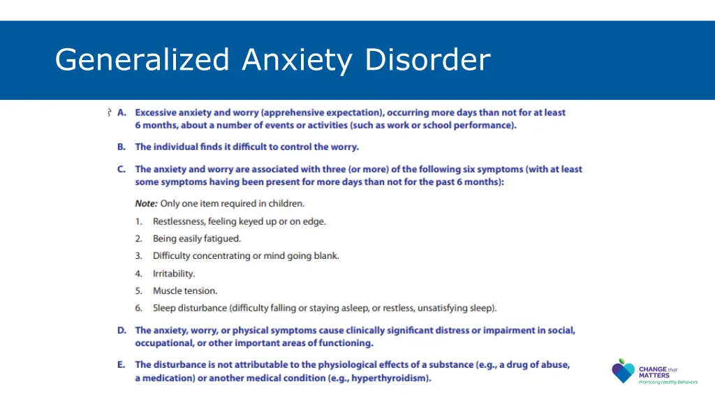 generalized anxiety disorder