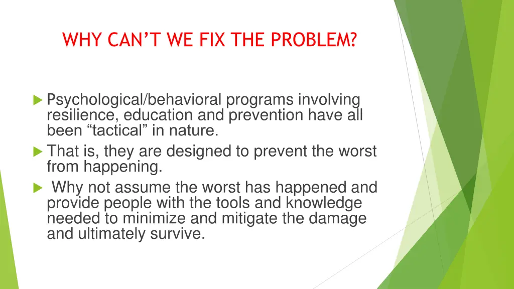 why can t we fix the problem 1