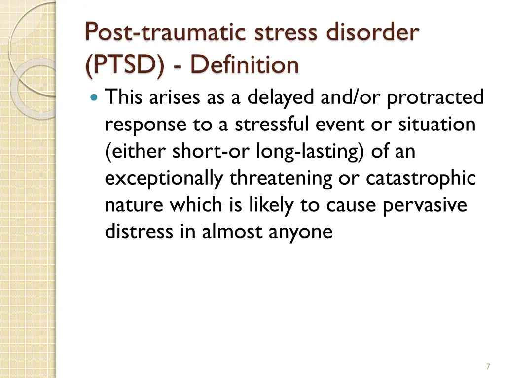 post traumatic stress disorder ptsd definition