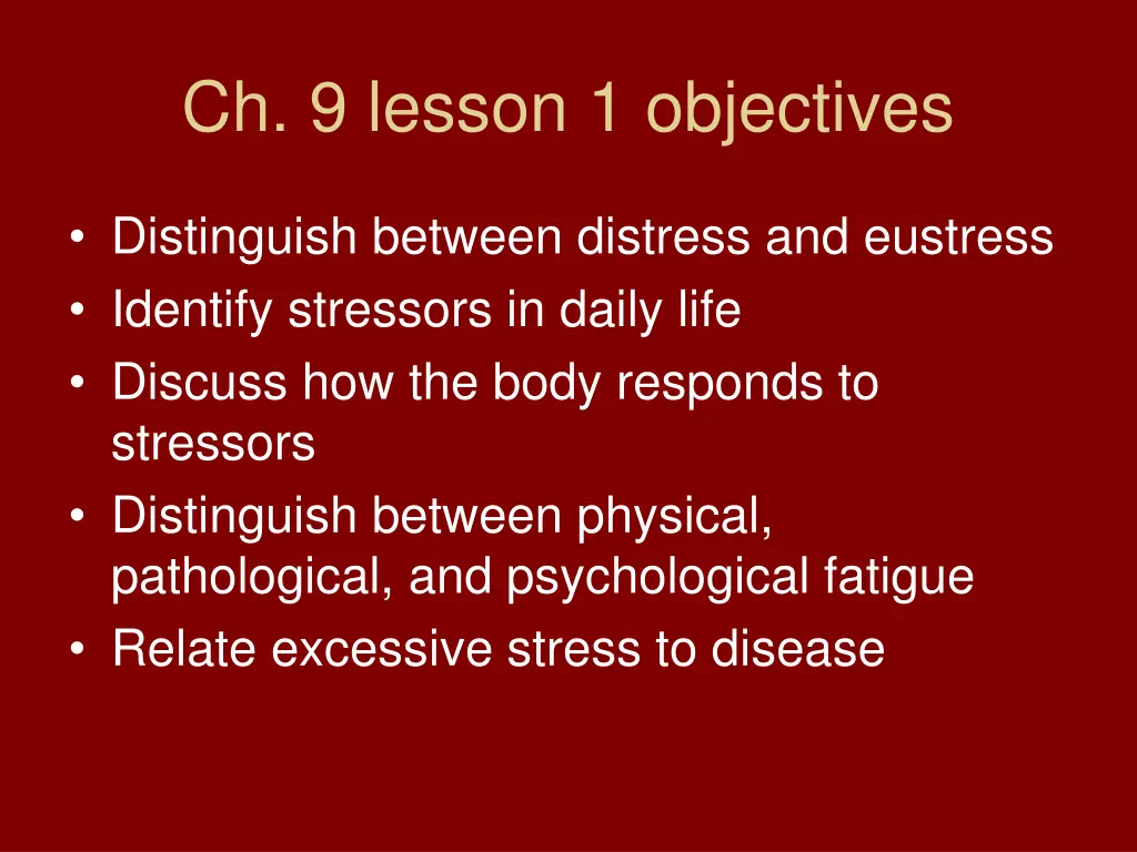 ch 9 lesson 1 objectives