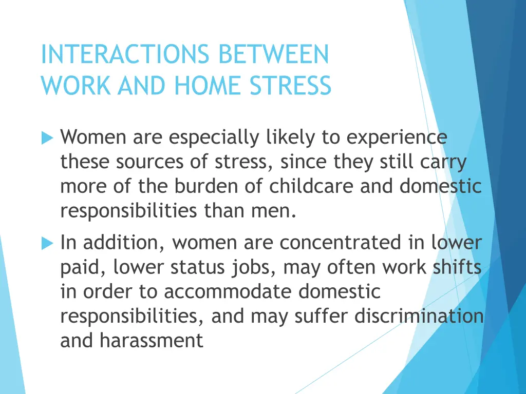 interactions between work and home stress 1