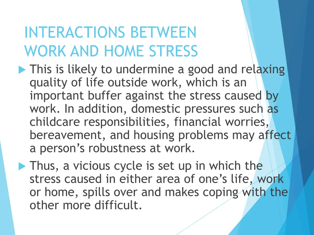 interactions between work and home stress this