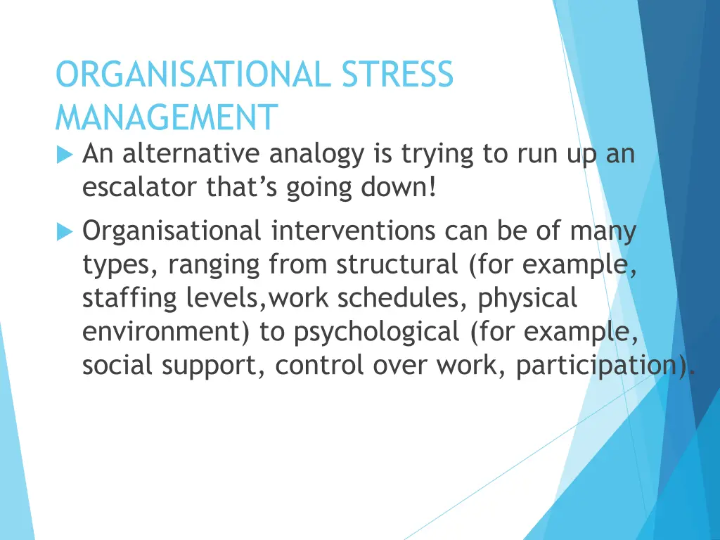 organisational stress management an alternative