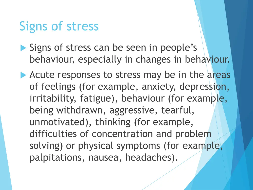 signs of stress