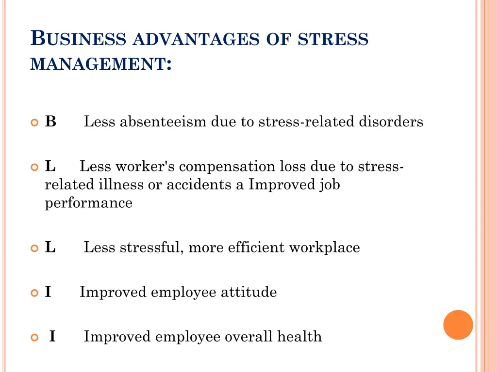 b usiness advantages of stress management