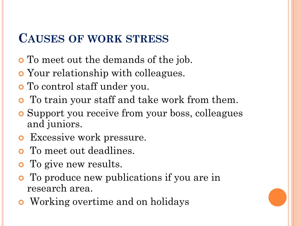 c auses of work stress