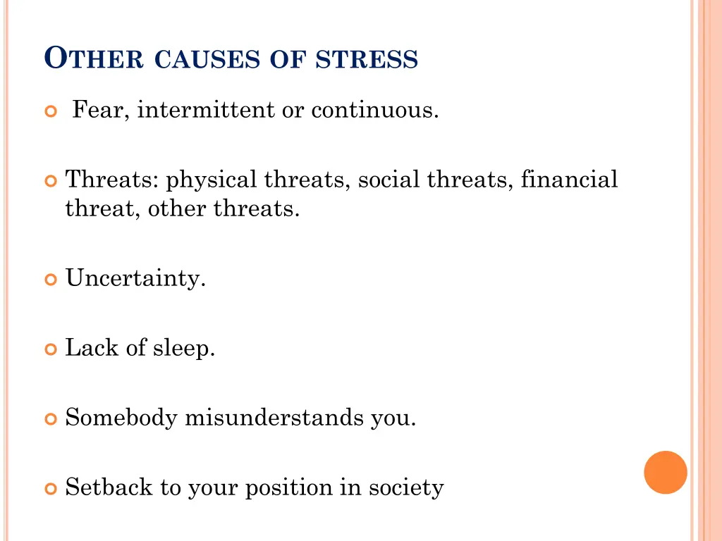 o ther causes of stress