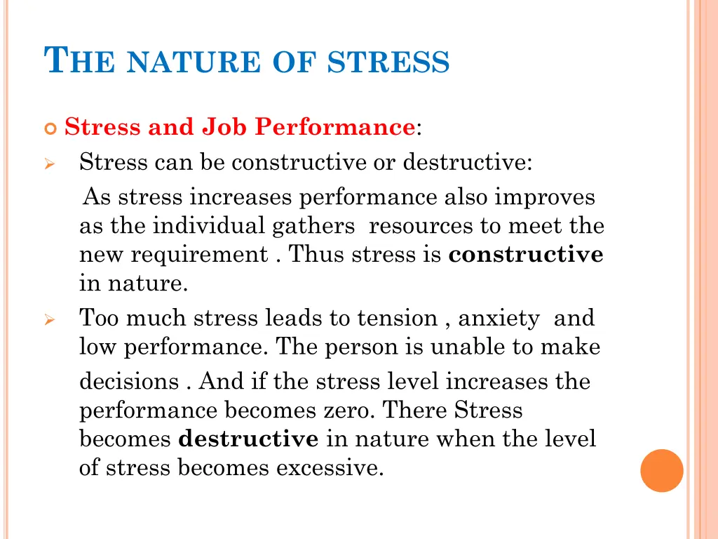 t he nature of stress