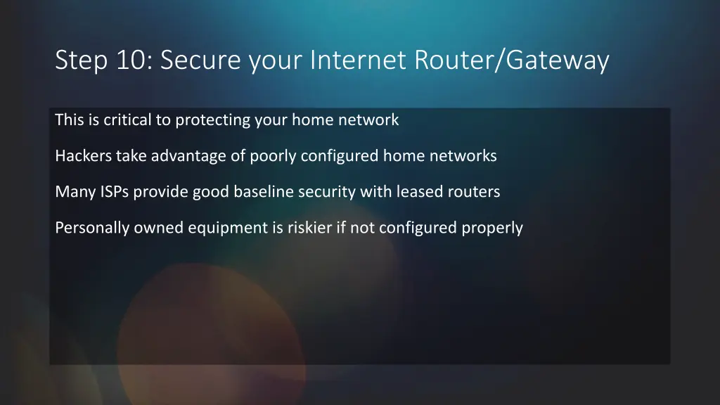 step 10 secure your internet router gateway