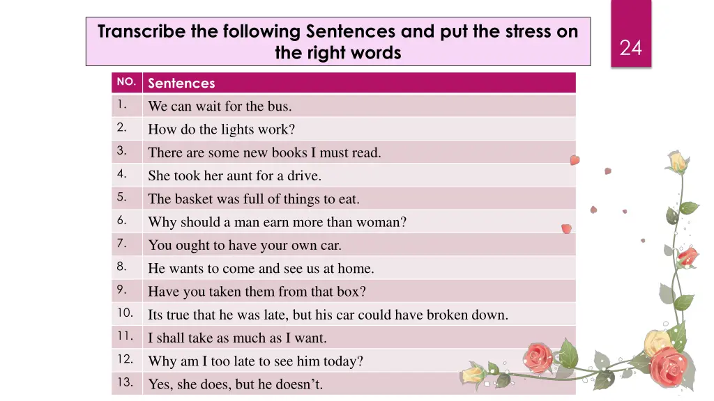 transcribe the following sentences