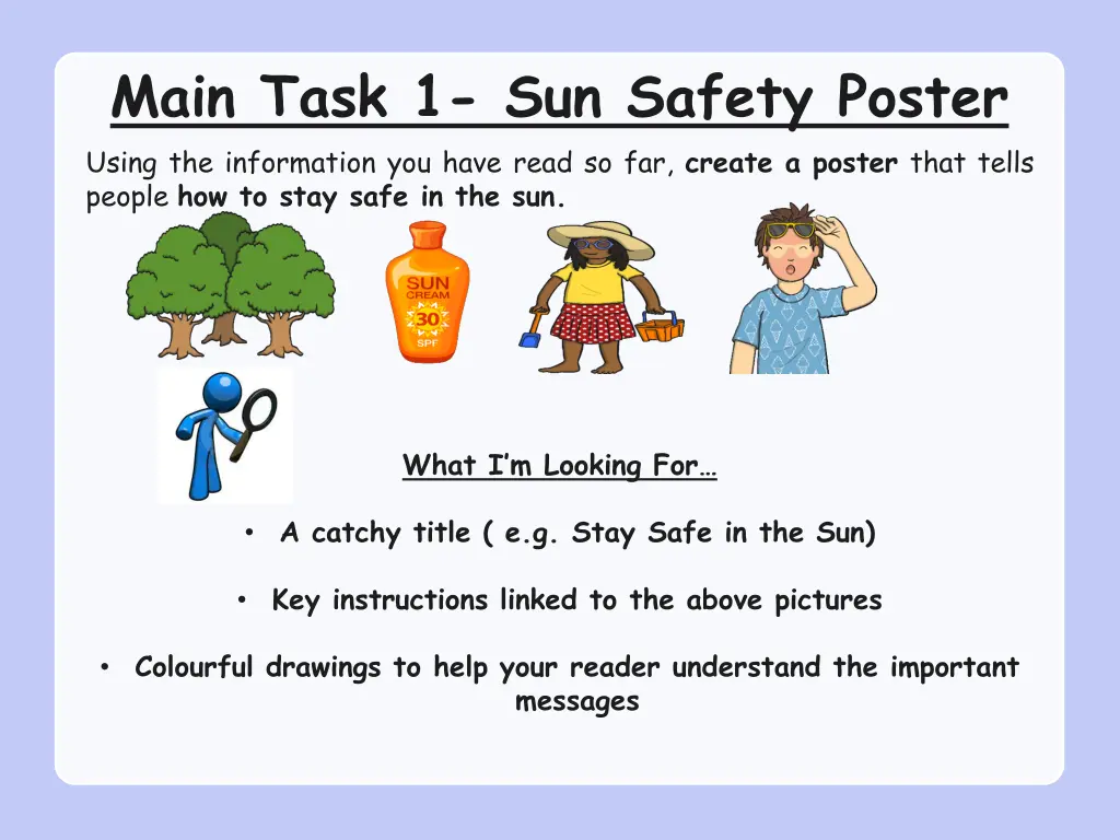 main task 1 sun safety poster using