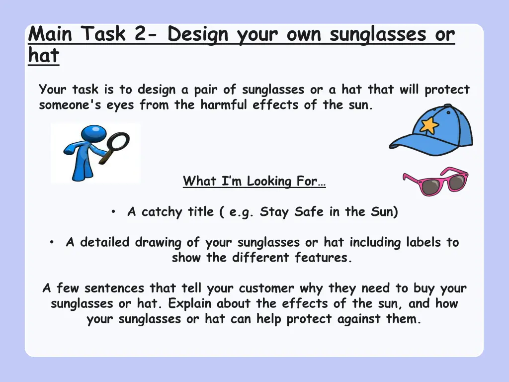 main task 2 design your own sunglasses or hat