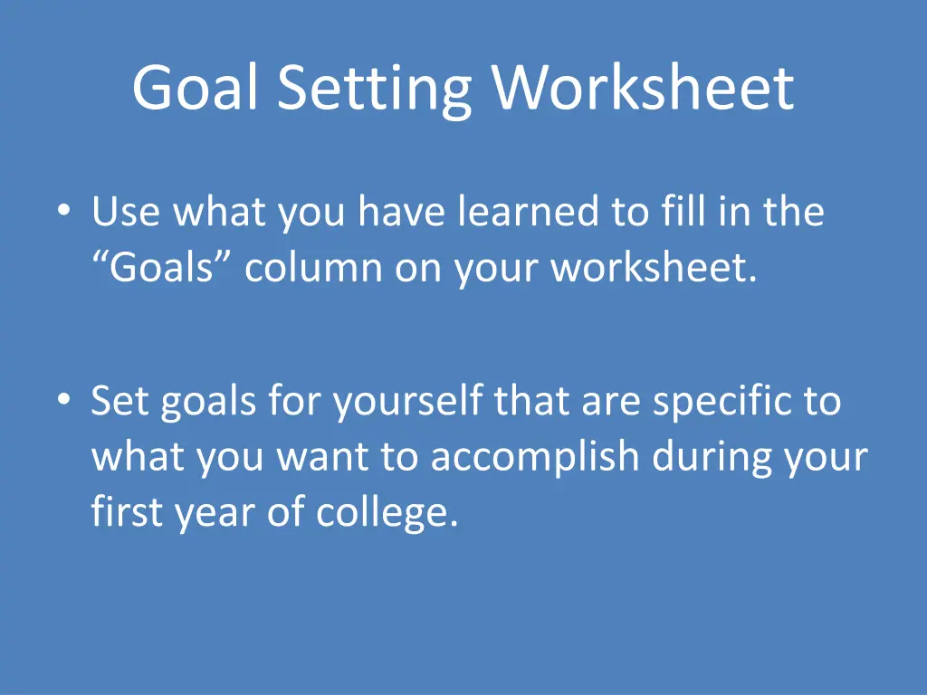 goal setting worksheet 1