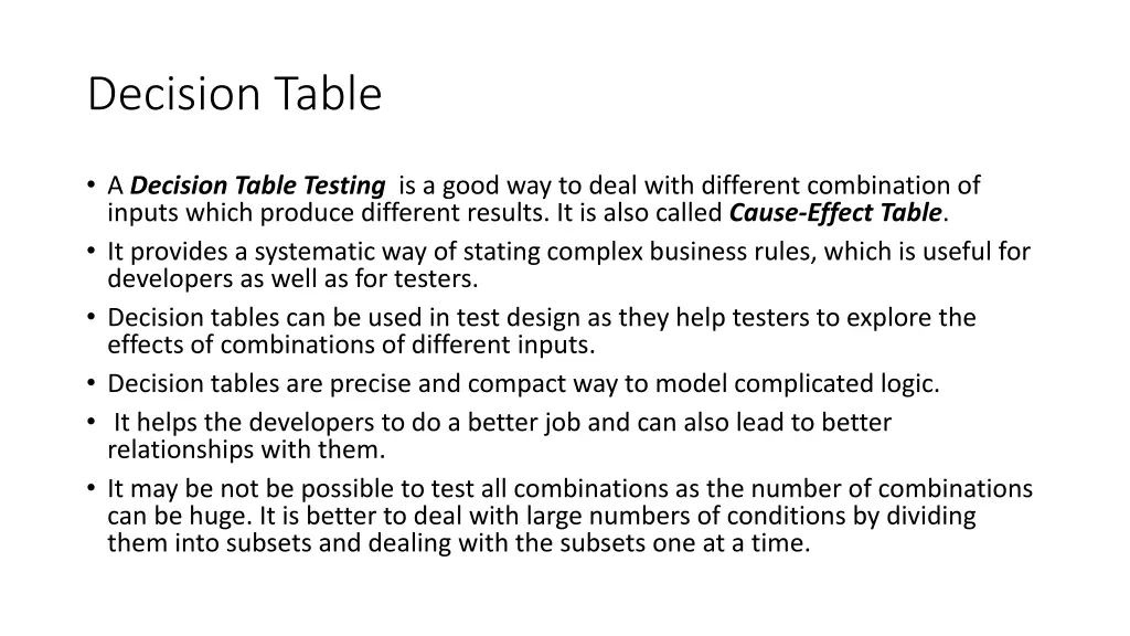 decision table