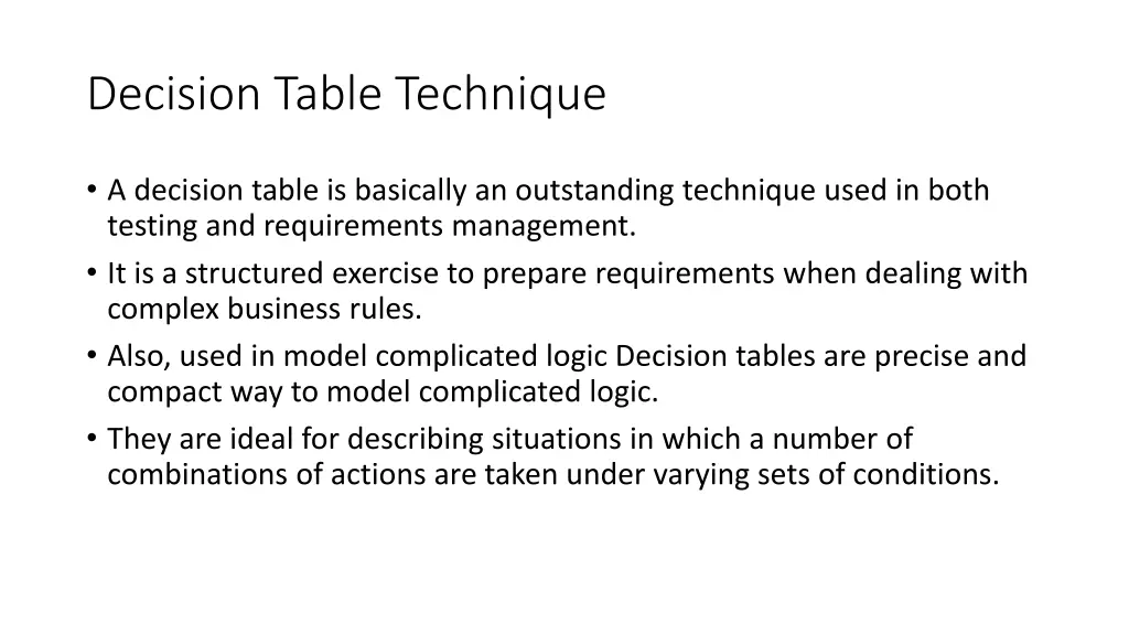 decision table technique