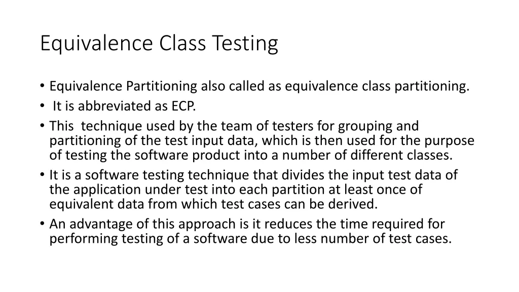 equivalence class testing