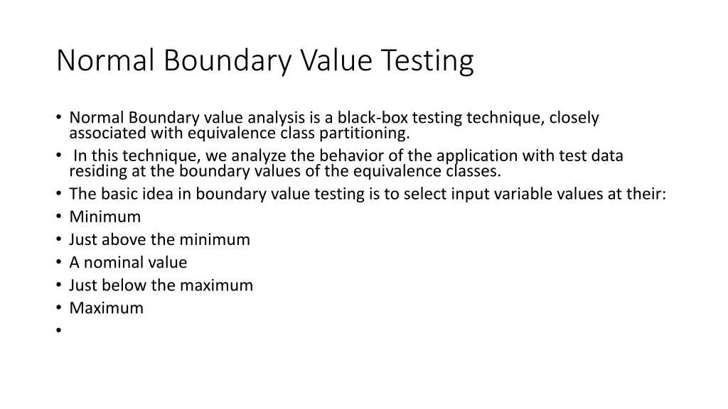 normal boundary value testing