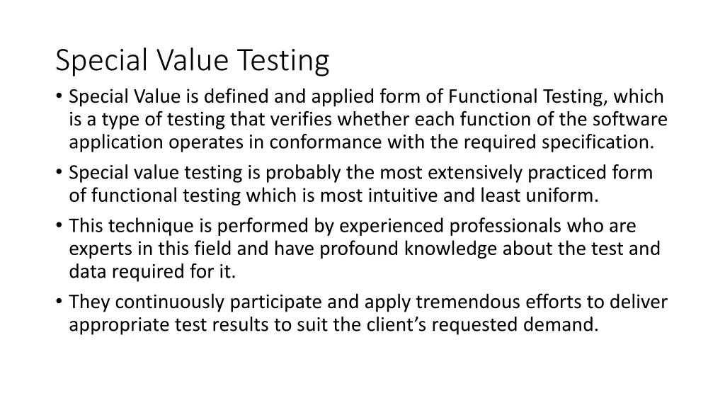 special value testing special value is defined