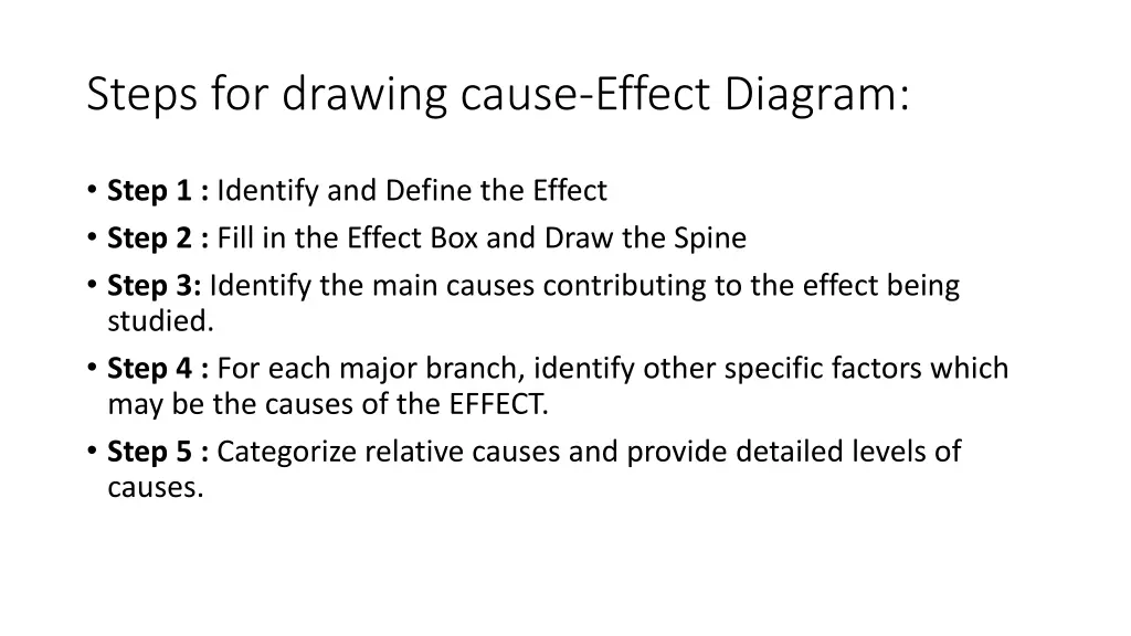 steps for drawing cause effect diagram