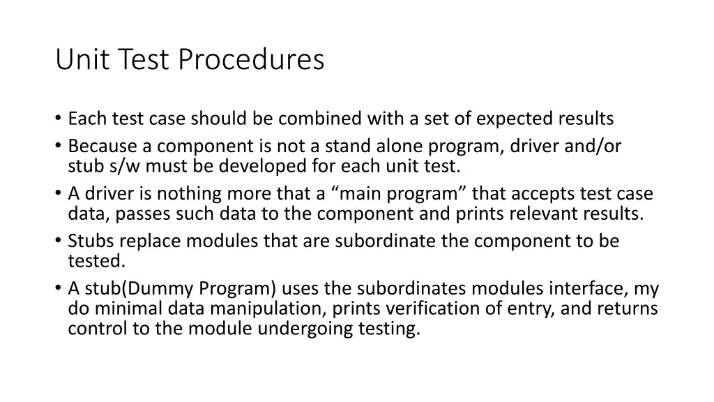 unit test procedures