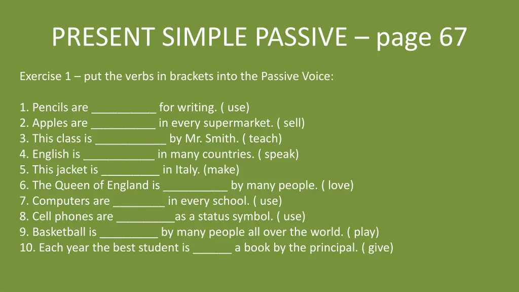 present simple passive page 67 1