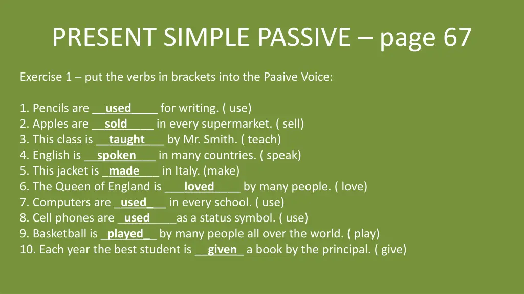 present simple passive page 67 2