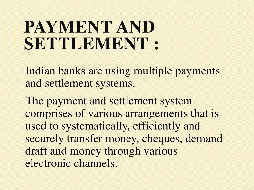 payment and settlement