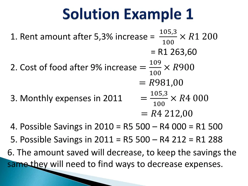 1 rent amount after 5 3 increase 105 3