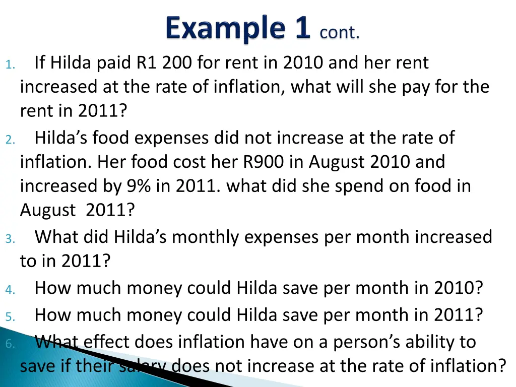 if hilda paid r1 200 for rent in 2010