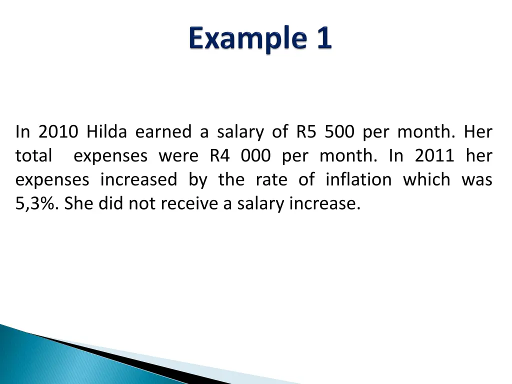 in 2010 hilda earned a salary of r5 500 per month