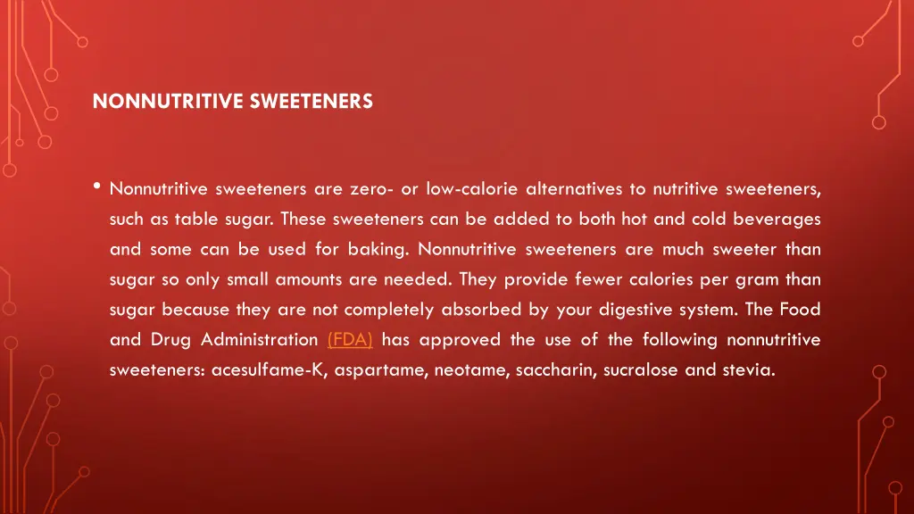 nonnutritive sweeteners