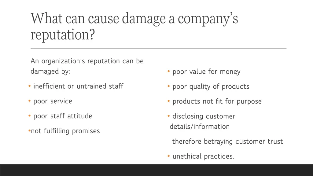 what can cause damage a company s reputation