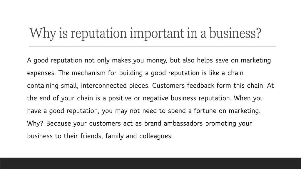 why is reputation important in a business