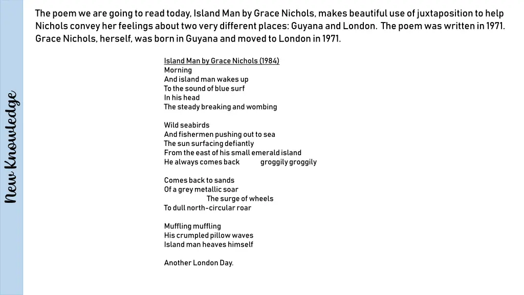 the poem we are going to read today island