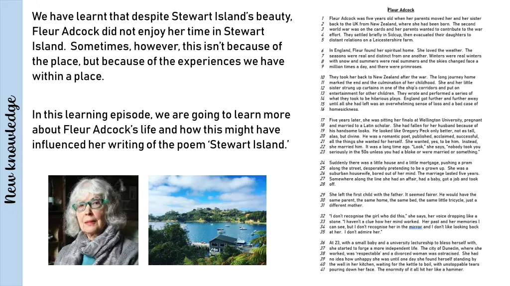 we have learnt that despite stewart island