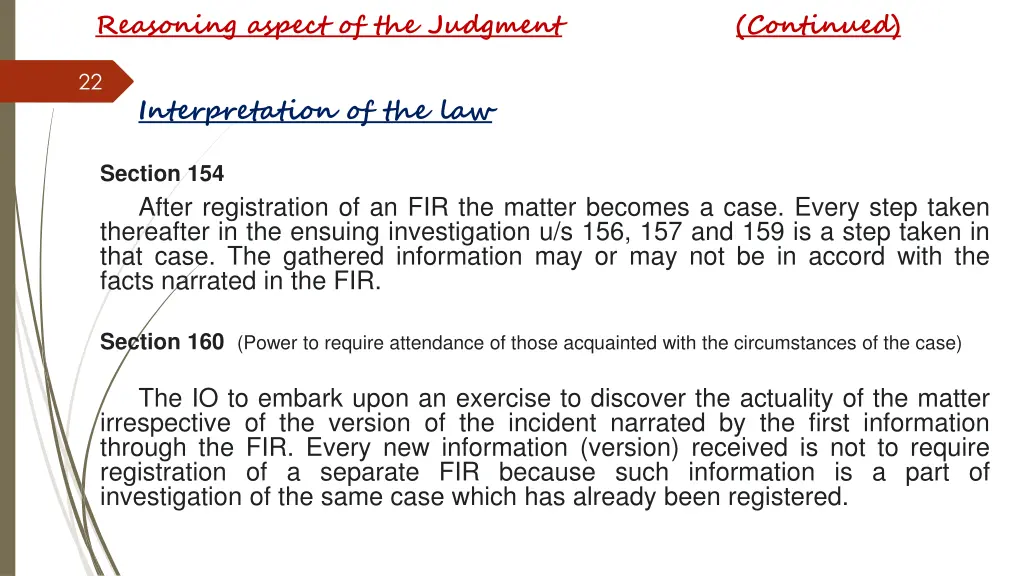 reasoning aspect of the judgment 1