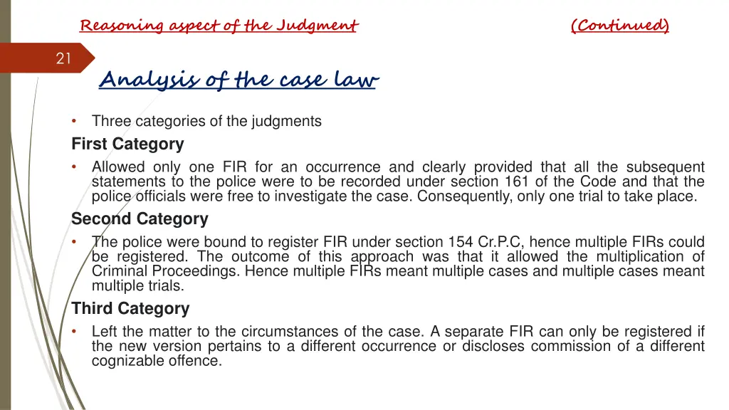 reasoning aspect of the judgment