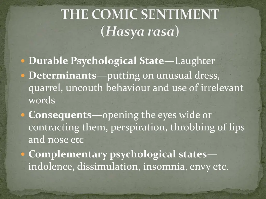 the comic sentiment hasya rasa